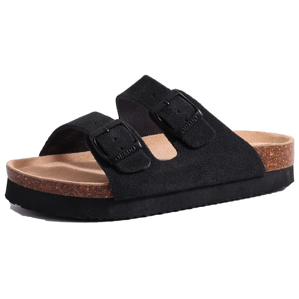 Suede Cork Flat Sandals