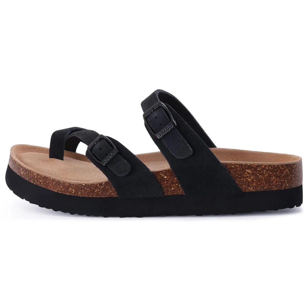 Suede Cork Flat Sandals