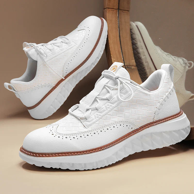 Men's leather sneakers - breathable lightweight trainers - casual daily