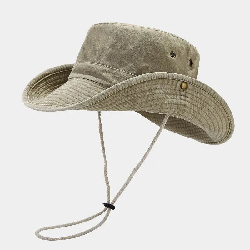 Unisex Cotton Bucket Hat Adjustable Wide Brim