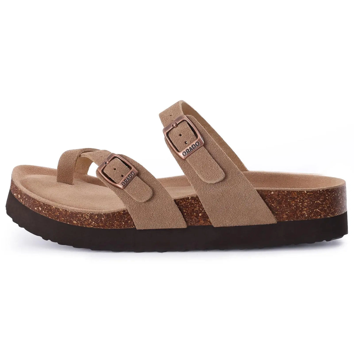 Suede Cork Flat Sandals