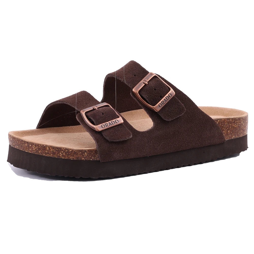 Suede Cork Flat Sandals