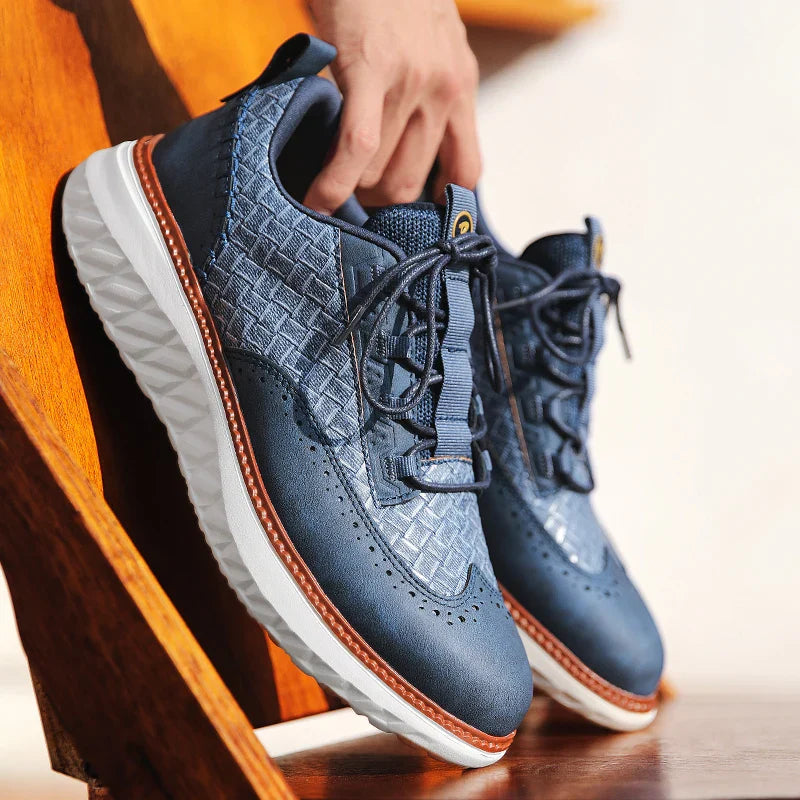 Men's leather sneakers - breathable lightweight trainers - casual daily
