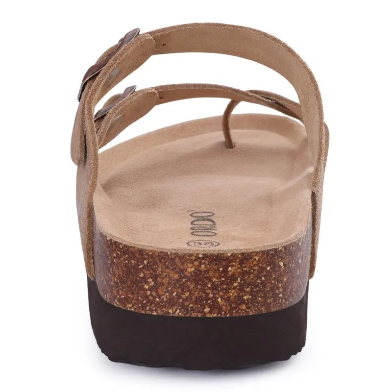 Suede Cork Flat Sandals