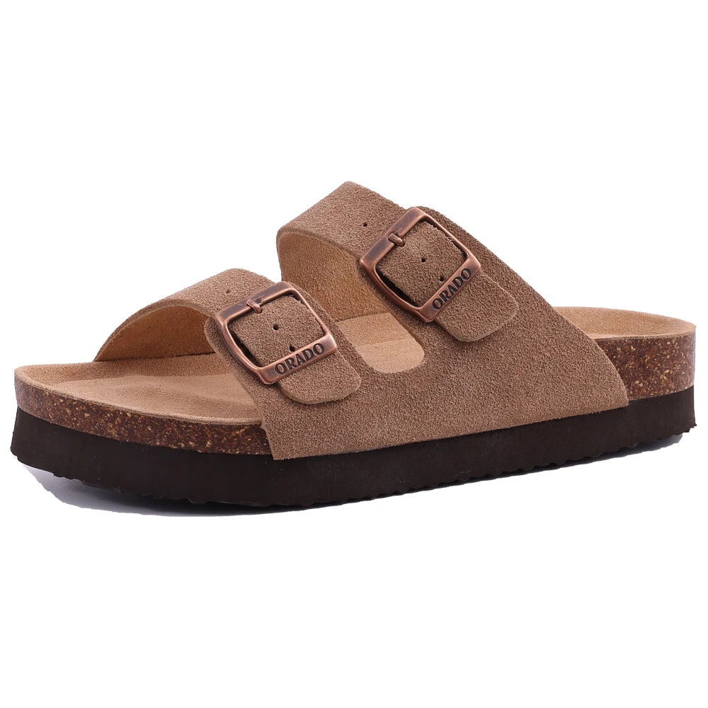 Suede Cork Flat Sandals