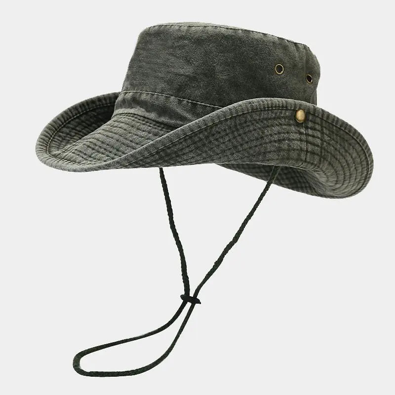 Unisex Cotton Bucket Hat Adjustable Wide Brim