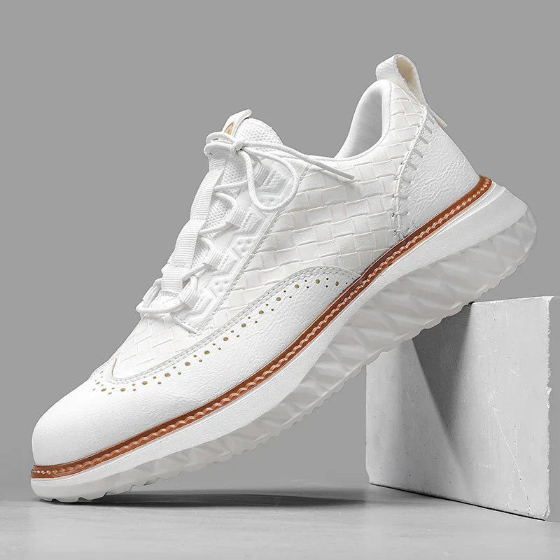 Men's leather sneakers - breathable lightweight trainers - casual daily