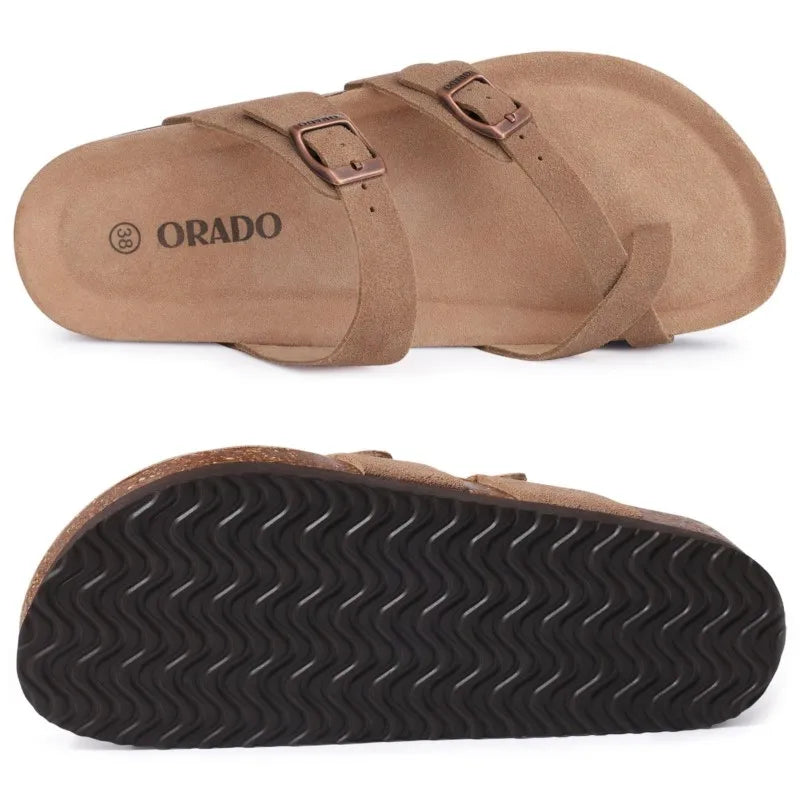 Suede Cork Flat Sandals