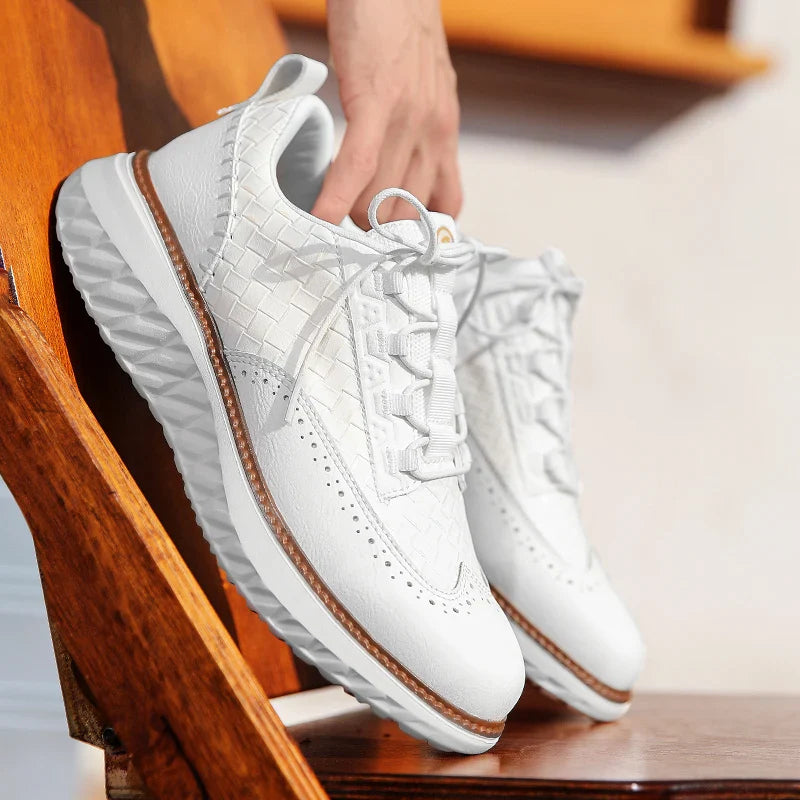 Men's leather sneakers - breathable lightweight trainers - casual daily