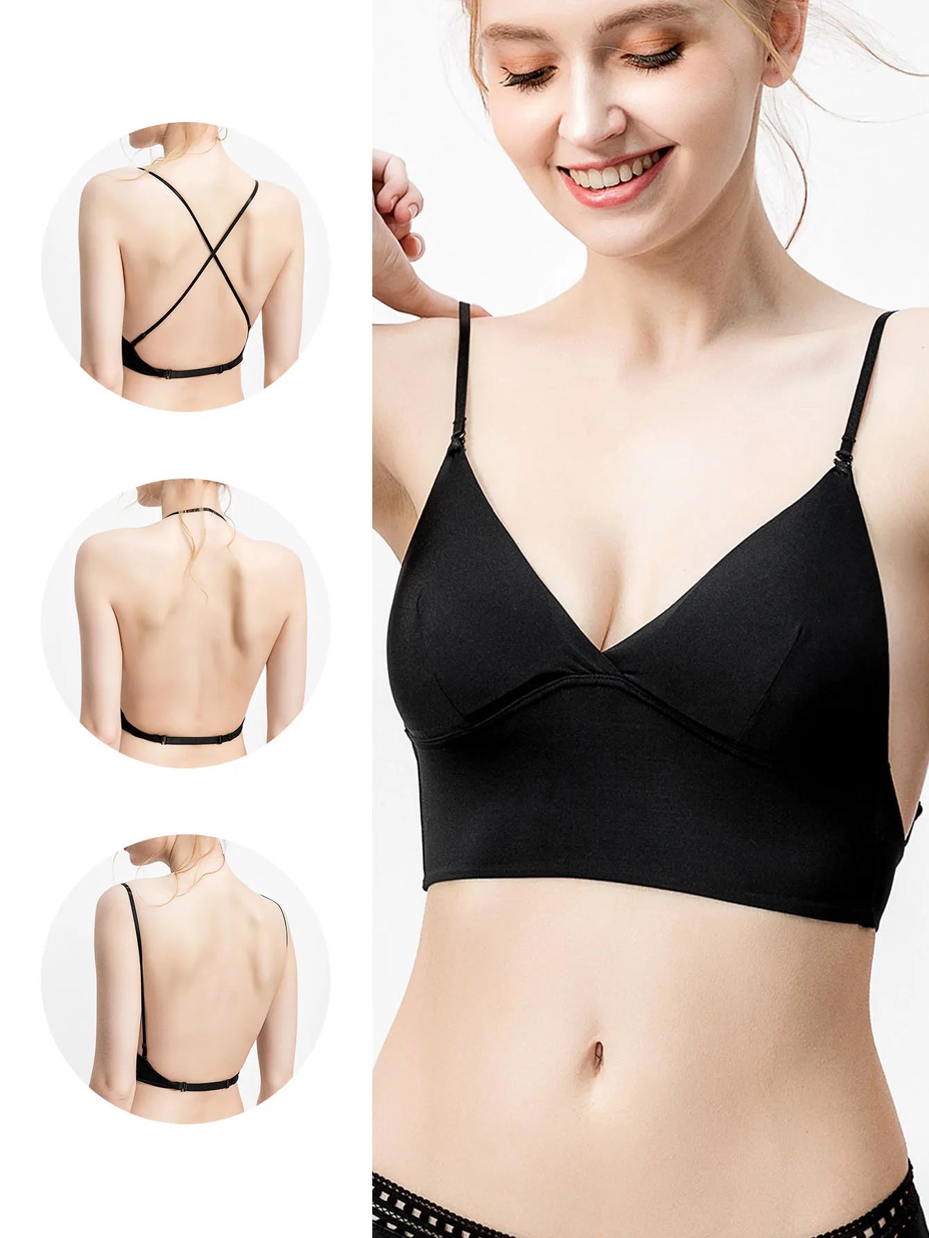 Women's backless triangle bra invisible