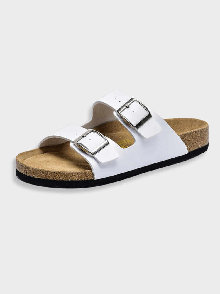 Men's sandals - slide shoes with dual adjustable buckle straps for the holiday