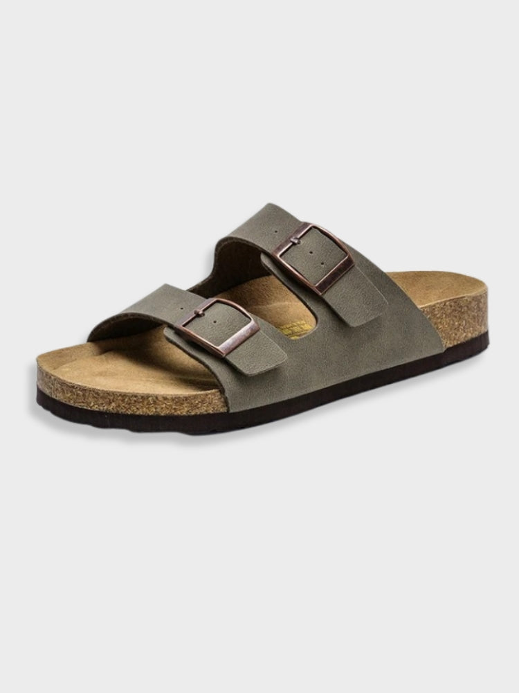 Men's sandals - slide shoes with dual adjustable buckle straps for the holiday