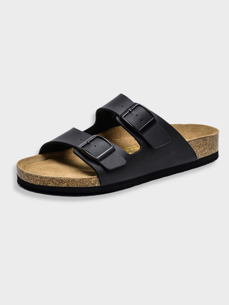 Men's sandals - slide shoes with dual adjustable buckle straps for the holiday