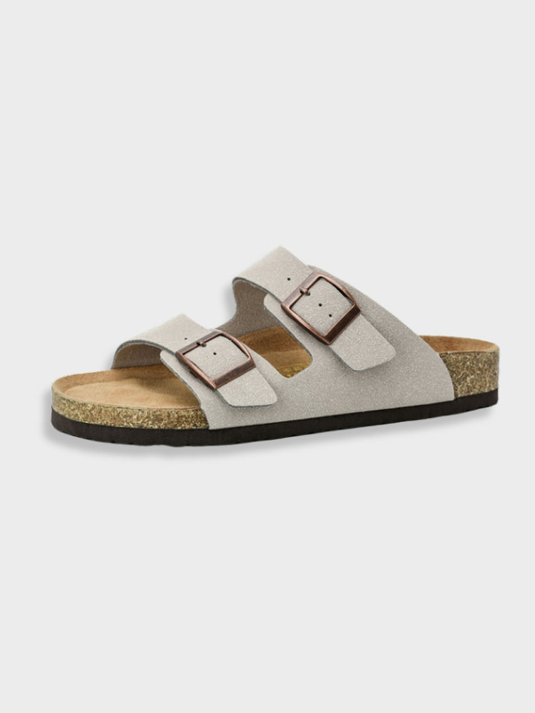 Men's sandals - slide shoes with dual adjustable buckle straps for the holiday