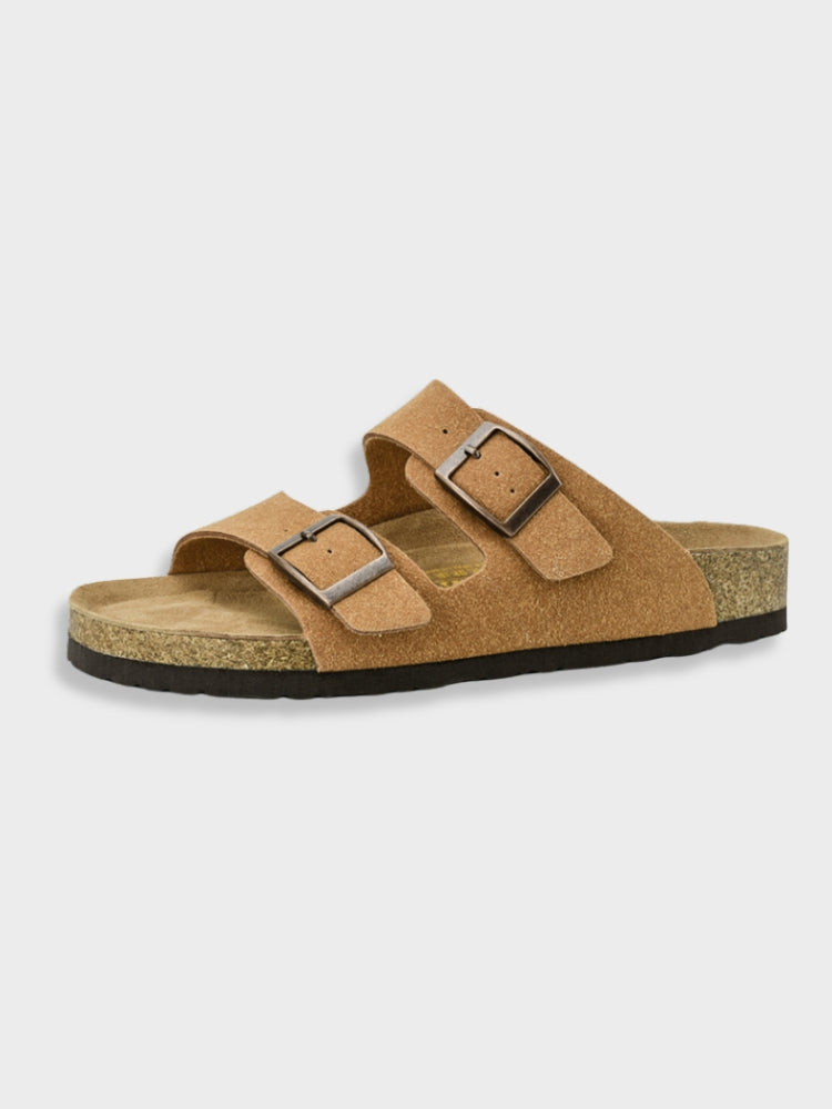 Men's sandals - slide shoes with dual adjustable buckle straps for the holiday