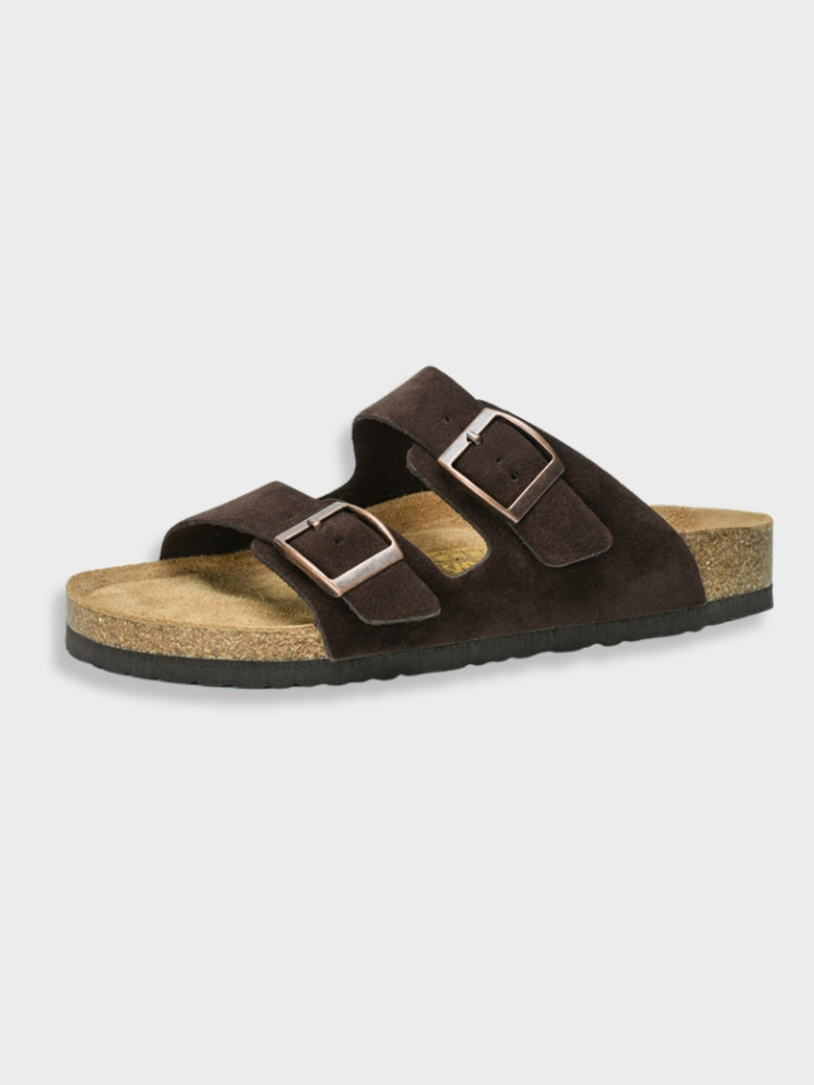 Men's sandals - slide shoes with dual adjustable buckle straps for the holiday
