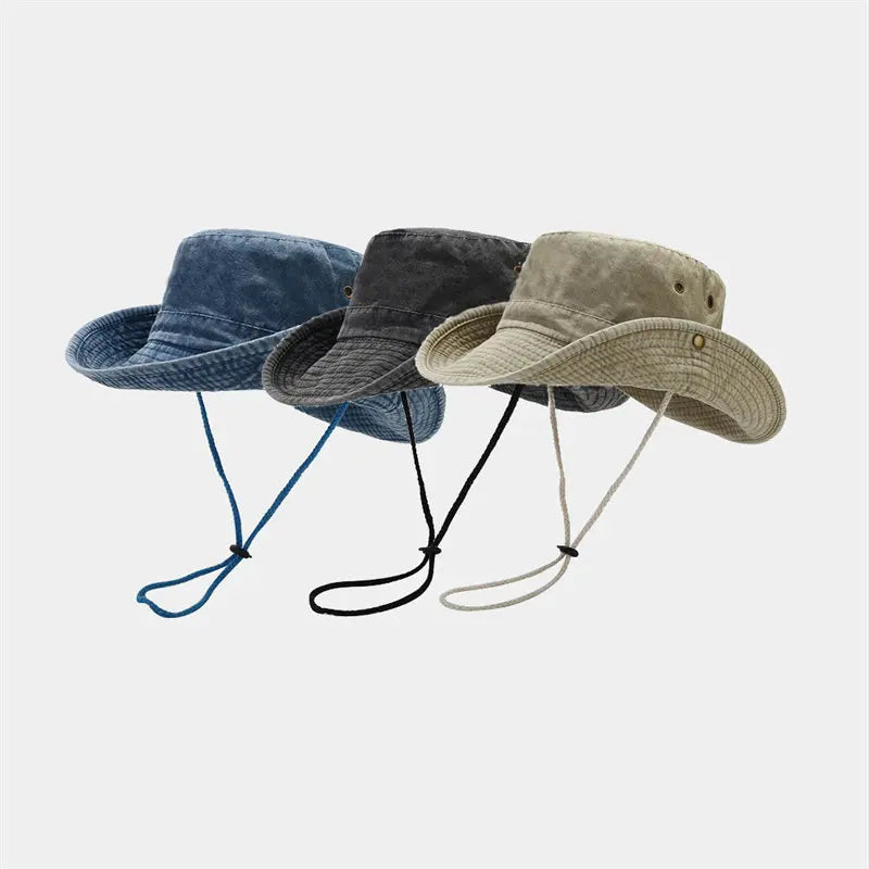 Unisex Cotton Bucket Hat Adjustable Wide Brim