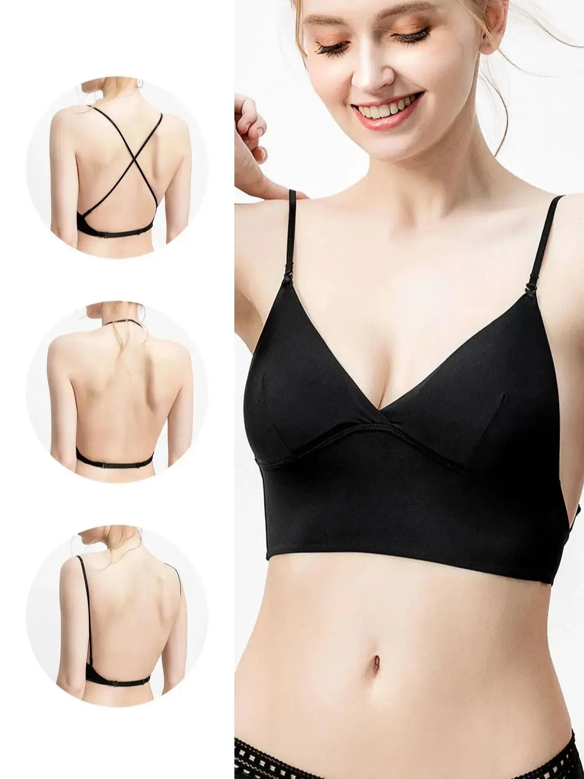 Women's backless triangle bra invisible