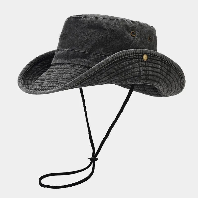 Unisex Cotton Bucket Hat Adjustable Wide Brim