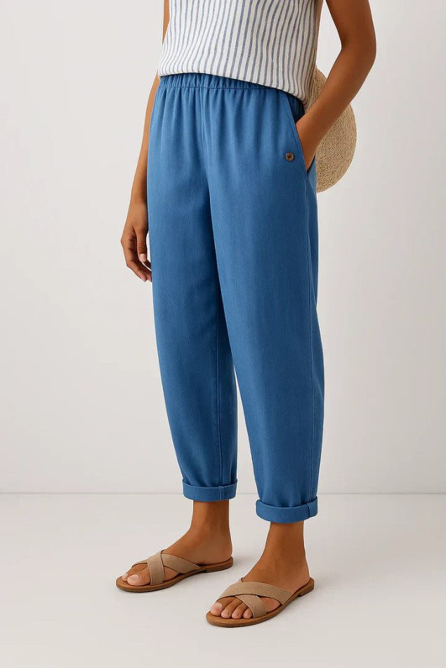 Straight Leg Casual Cotton Trousers