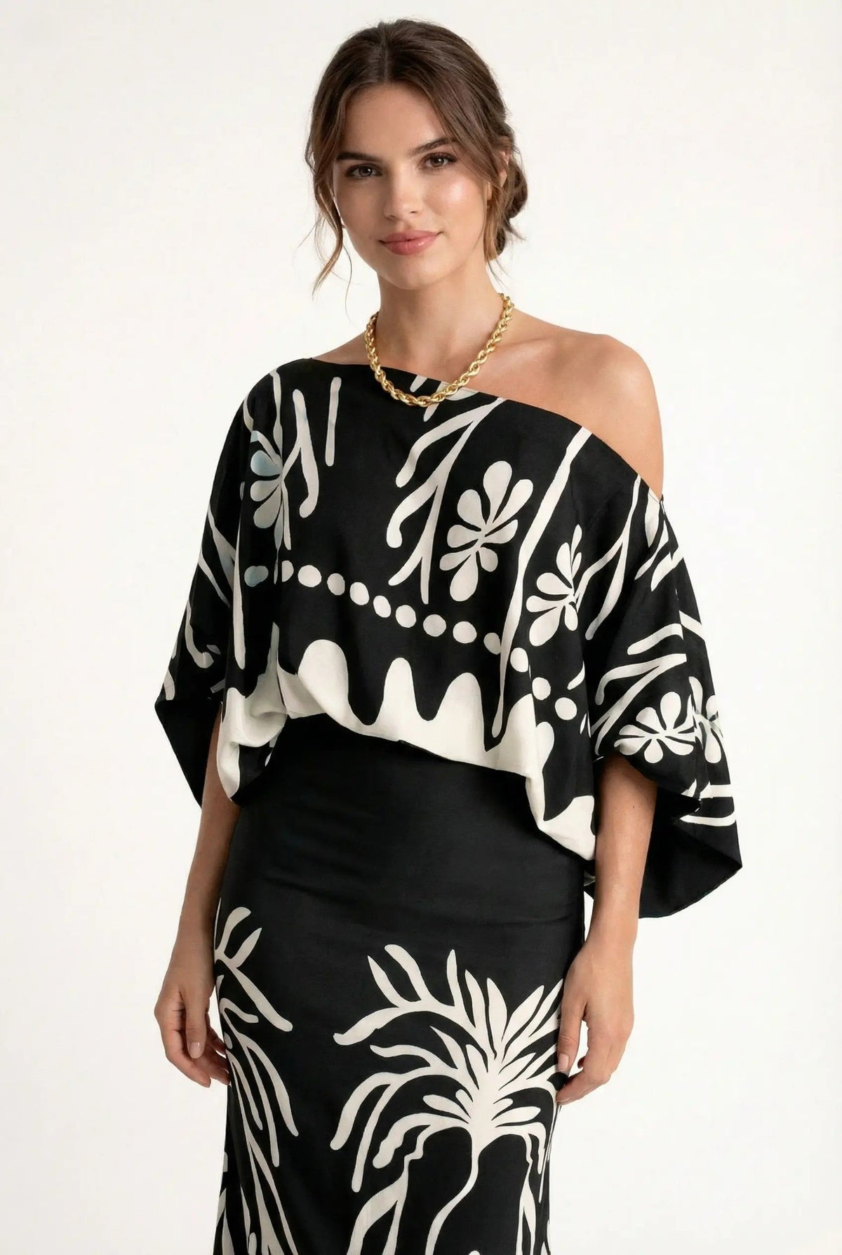 Maxi skirt and blouse set for women - loose fit - casual daily