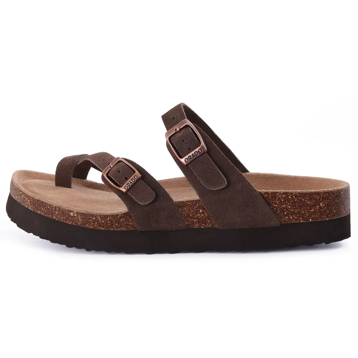 Suede Cork Flat Sandals