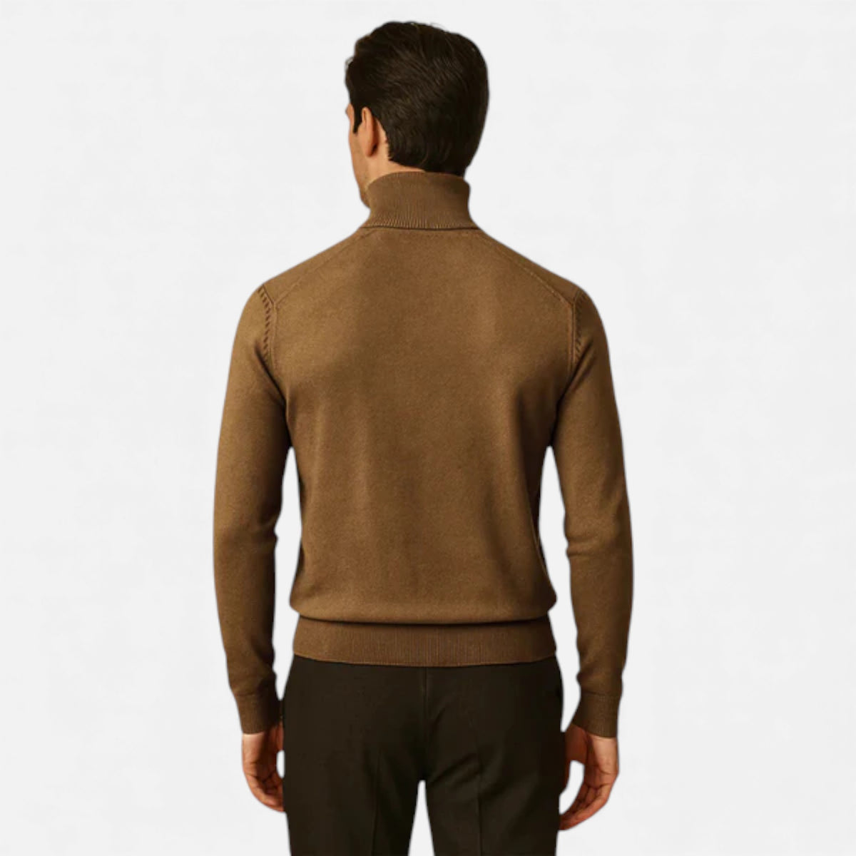 Veroux Mode | Men’s Turtleneck Knit Pullover – Basil Edition