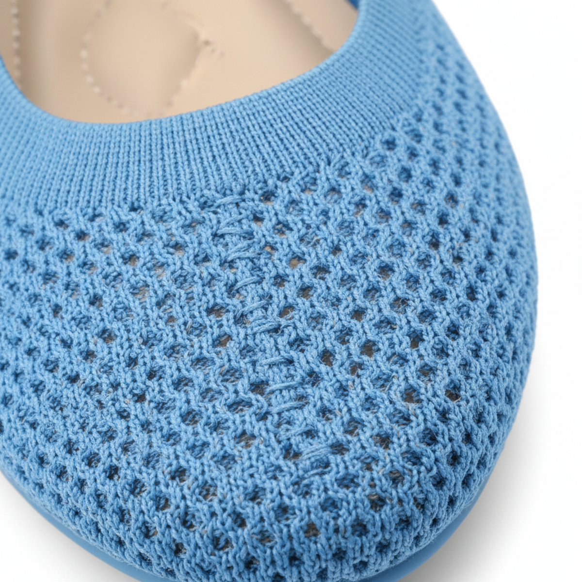 Ballet Flats Mesh Round Toe Slip On Walking Shoes Casual Breathable Knit Footwear