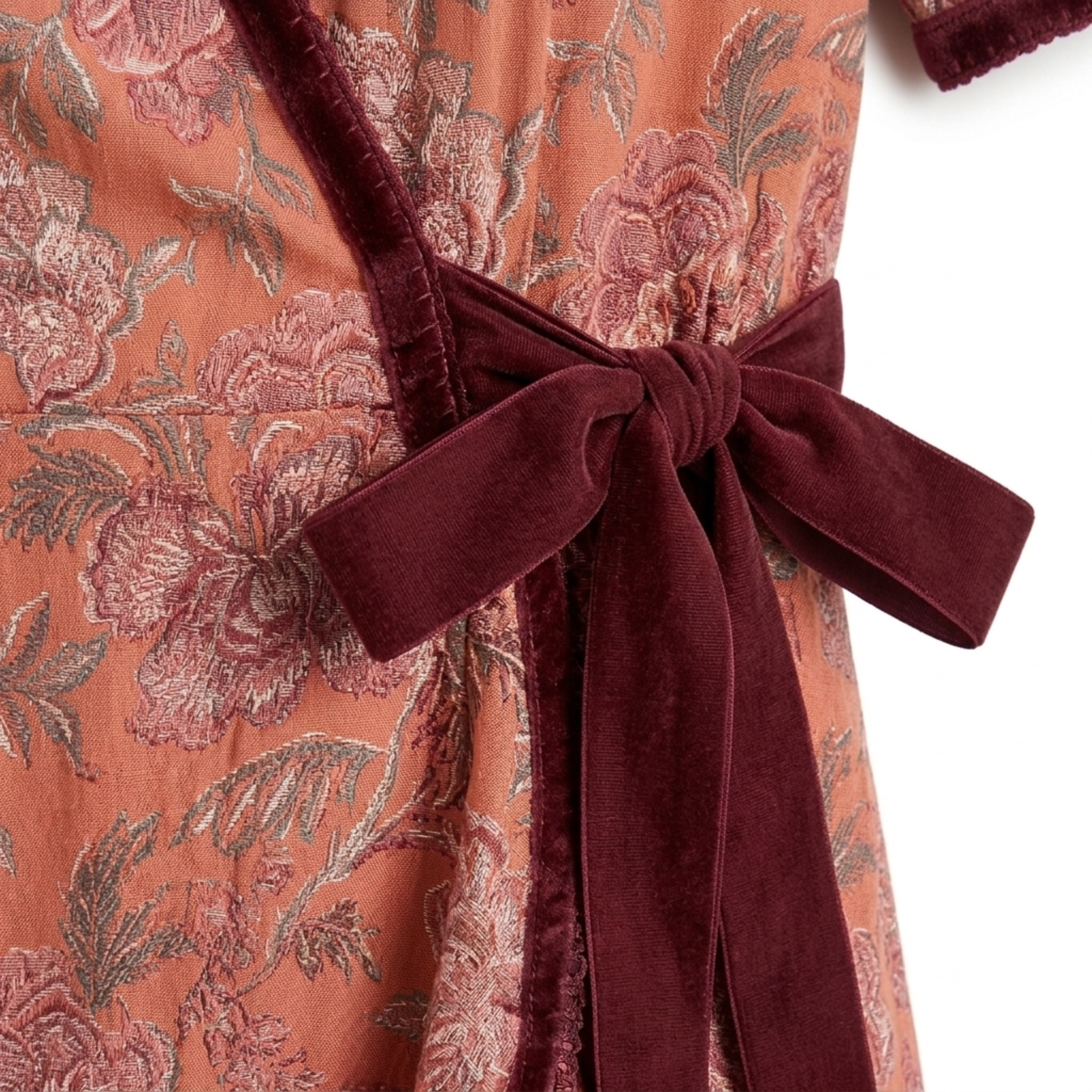 Women's Wrap Midi Dress Floral Print Puff Sleeve Ruffle Hem Occasion Party Dress
