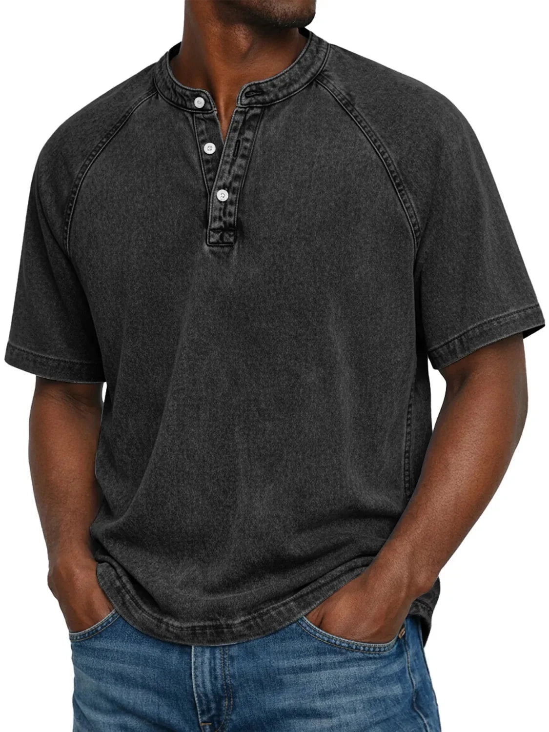 Men's Henley shirt short sleeve relaxed fit