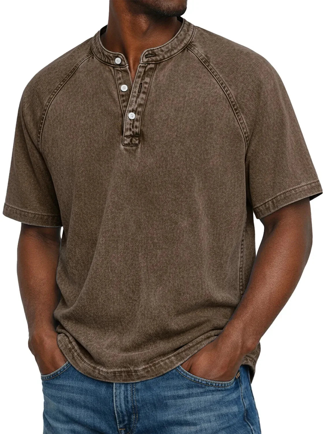 Men's Henley shirt short sleeve relaxed fit