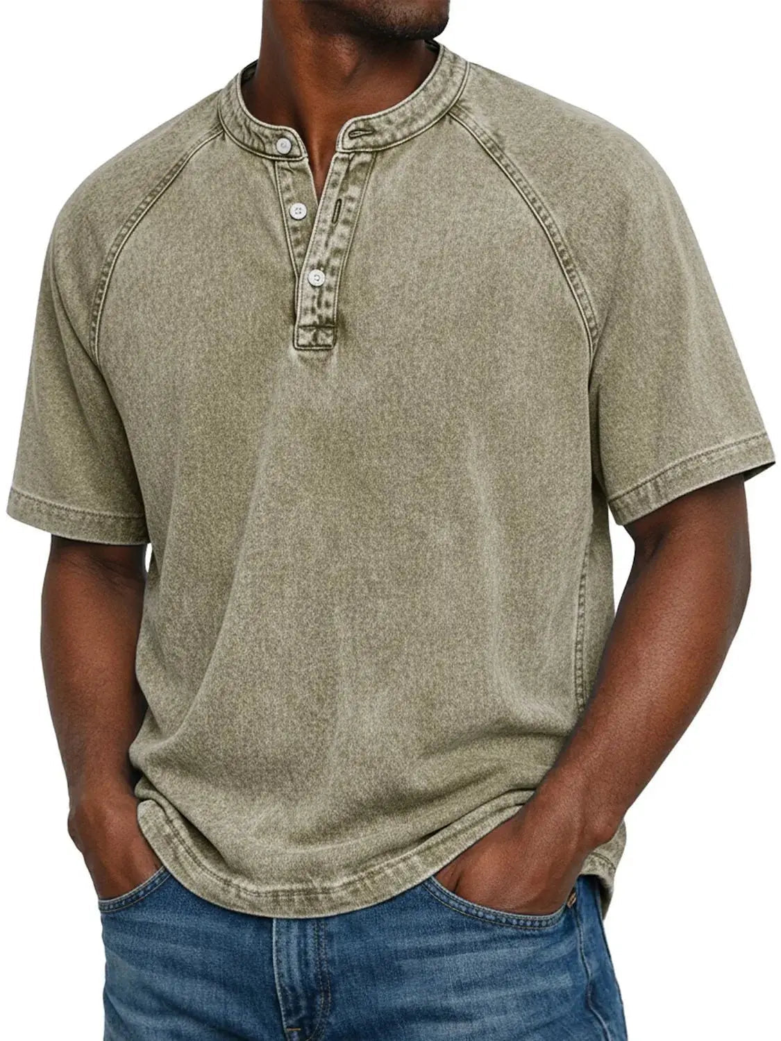 Men's Henley shirt short sleeve relaxed fit
