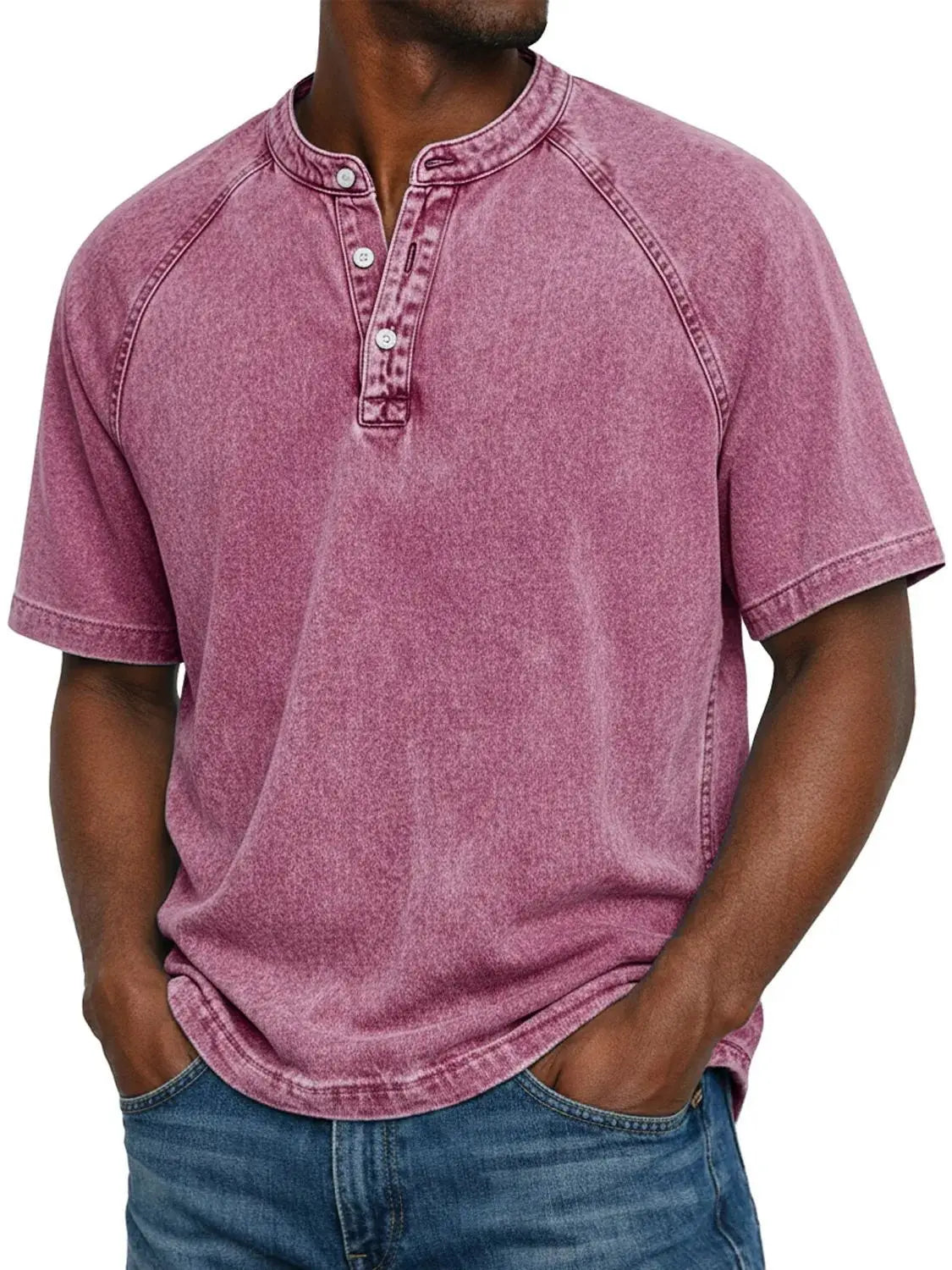 Men's Henley shirt short sleeve relaxed fit