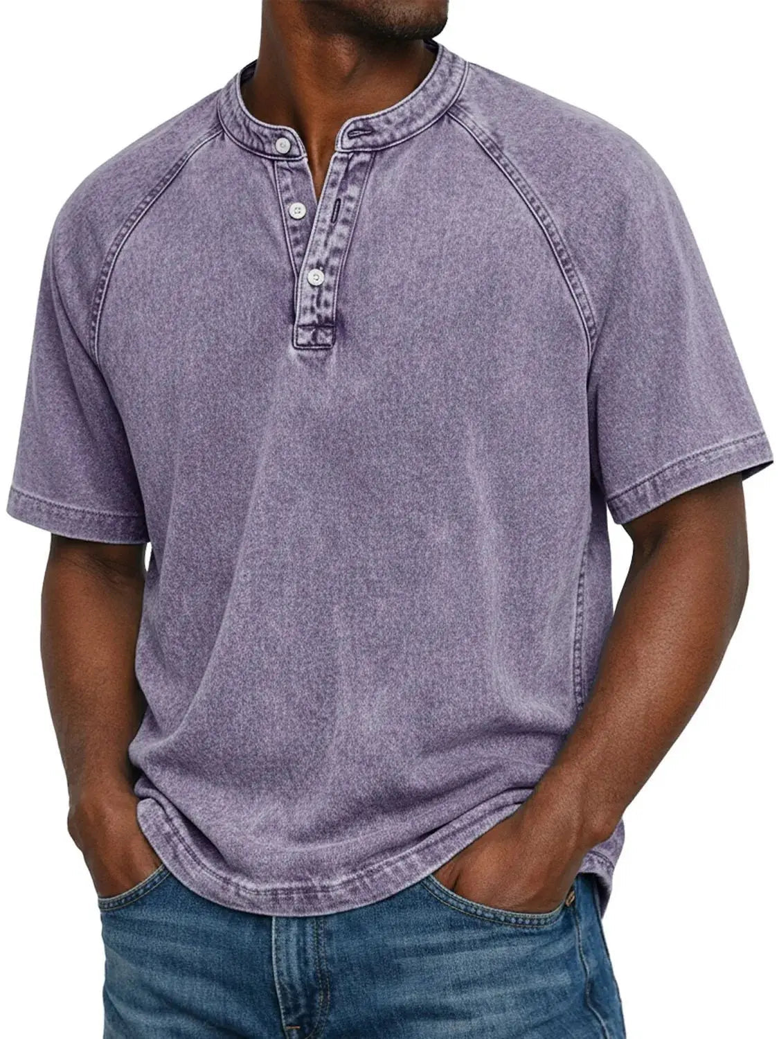 Men's Henley shirt short sleeve relaxed fit