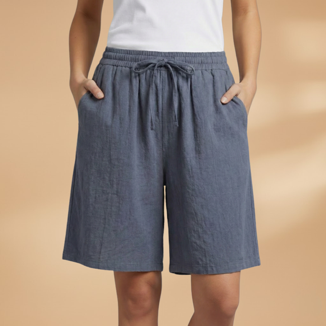 Women's knee-length shorts - relaxed fit elastic waistband casual shorts | home
