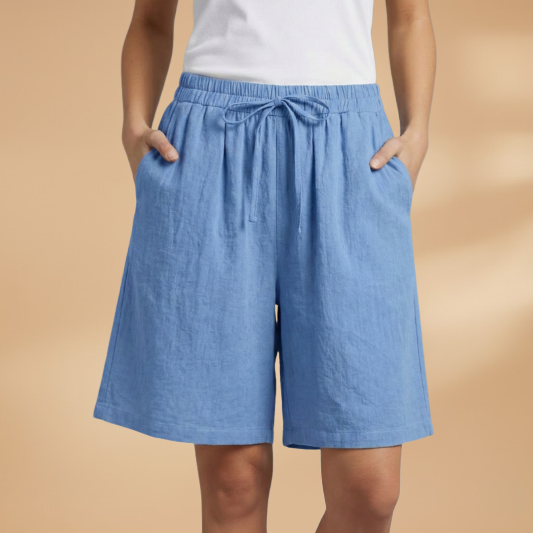 Women's knee-length shorts - relaxed fit elastic waistband casual shorts | home