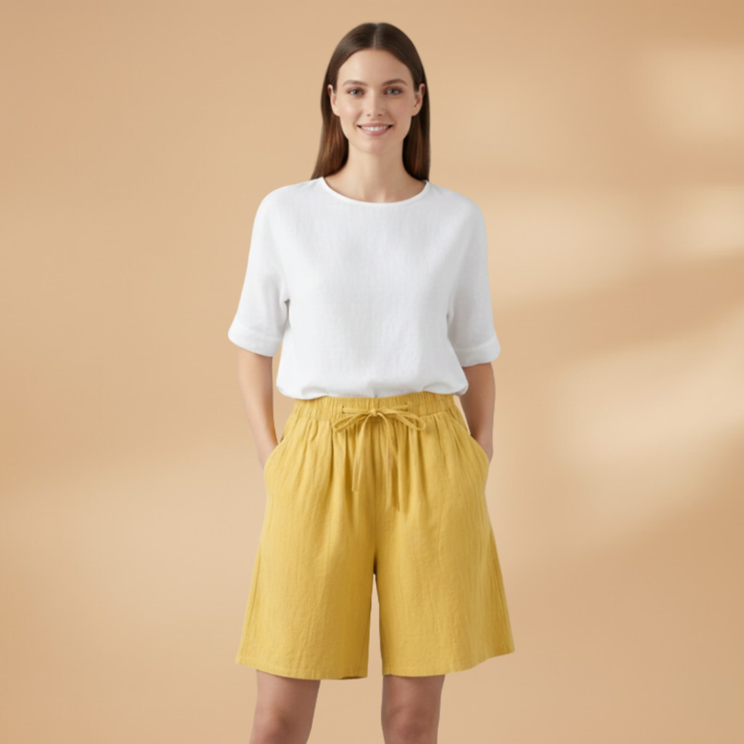 Women's knee-length shorts - relaxed fit elastic waistband casual shorts | home