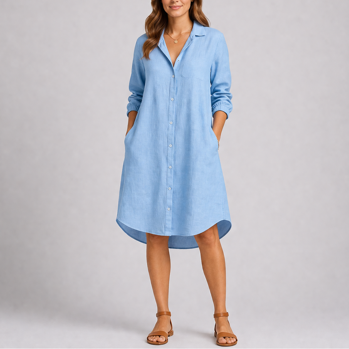 Relaxed Fit Button Front Dress