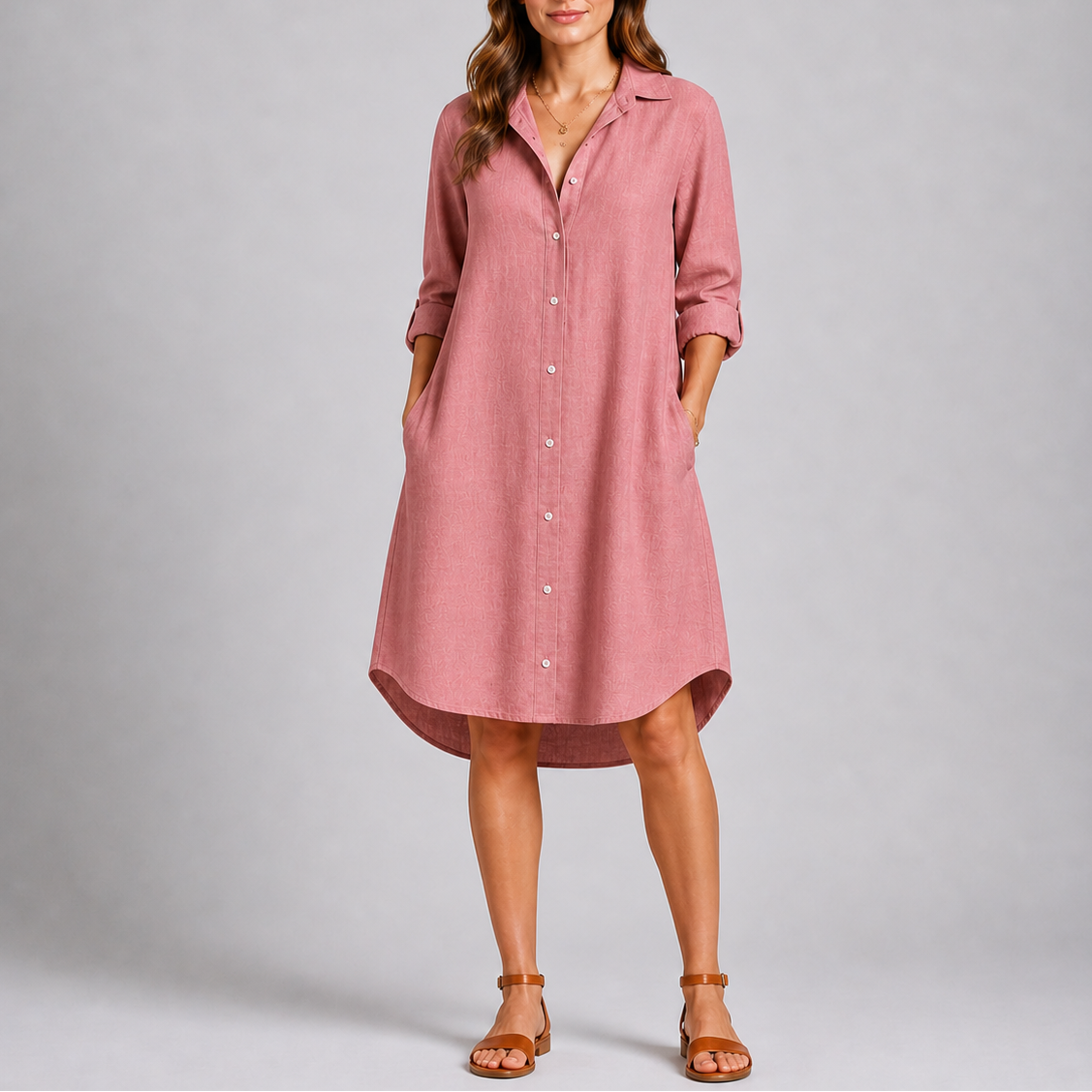 Relaxed Fit Button Front Dress