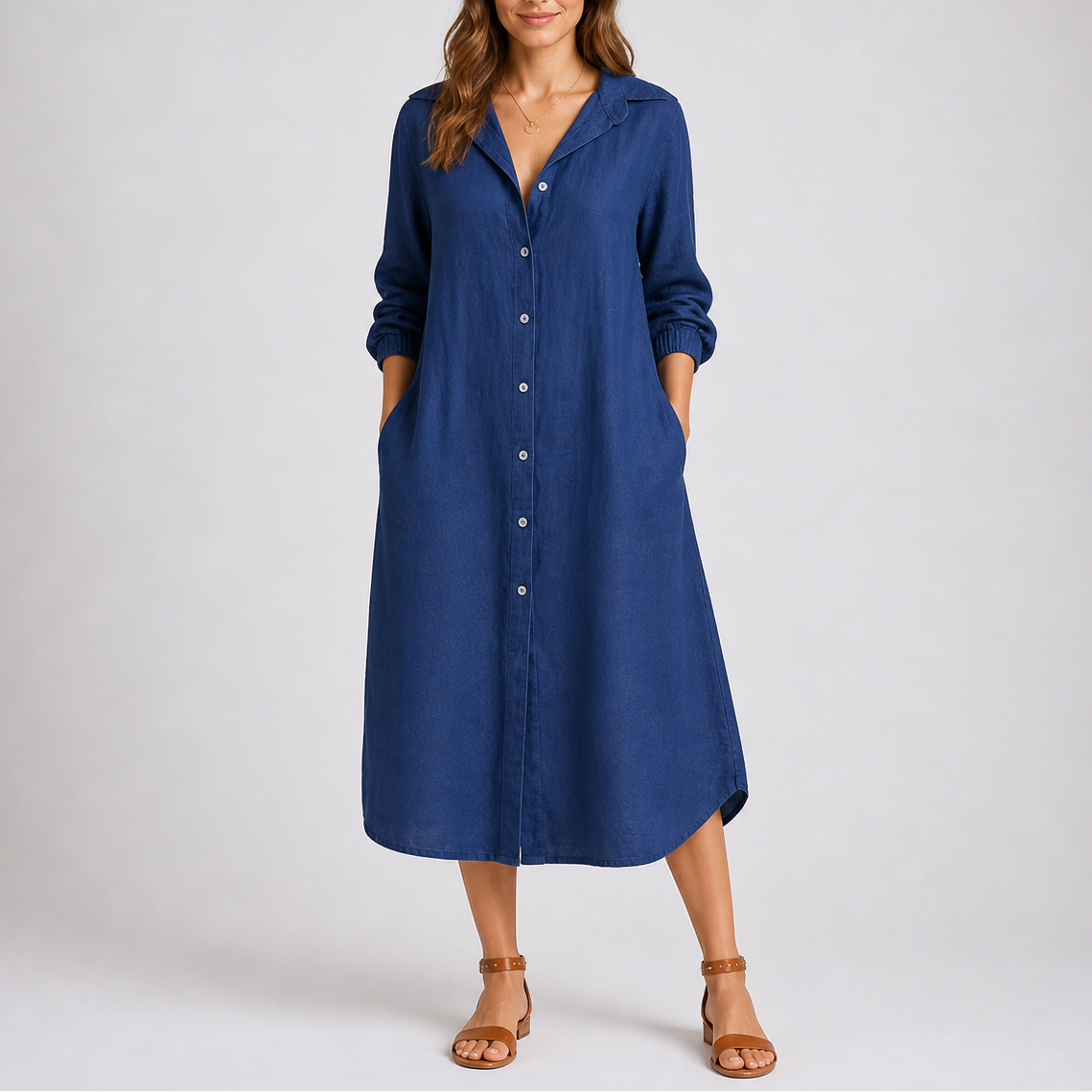 Relaxed Fit Button Front Dress