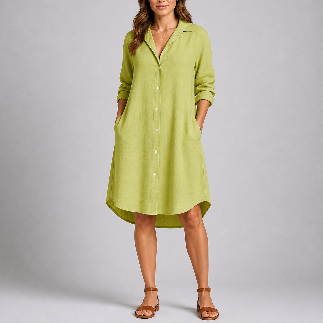Relaxed Fit Button Front Dress