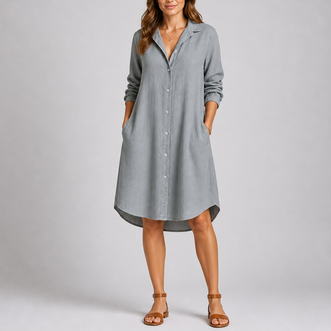 Relaxed Fit Button Front Dress