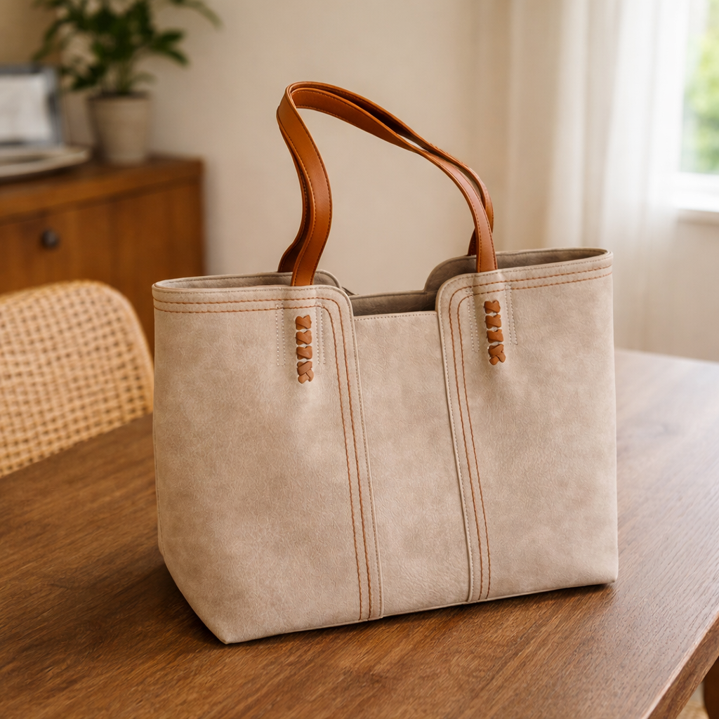 Women's tote bag structured silhouette soft