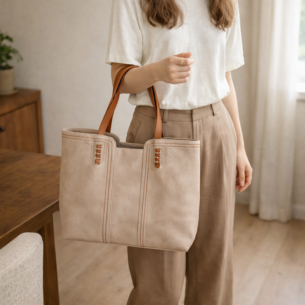 Women's tote bag structured silhouette soft