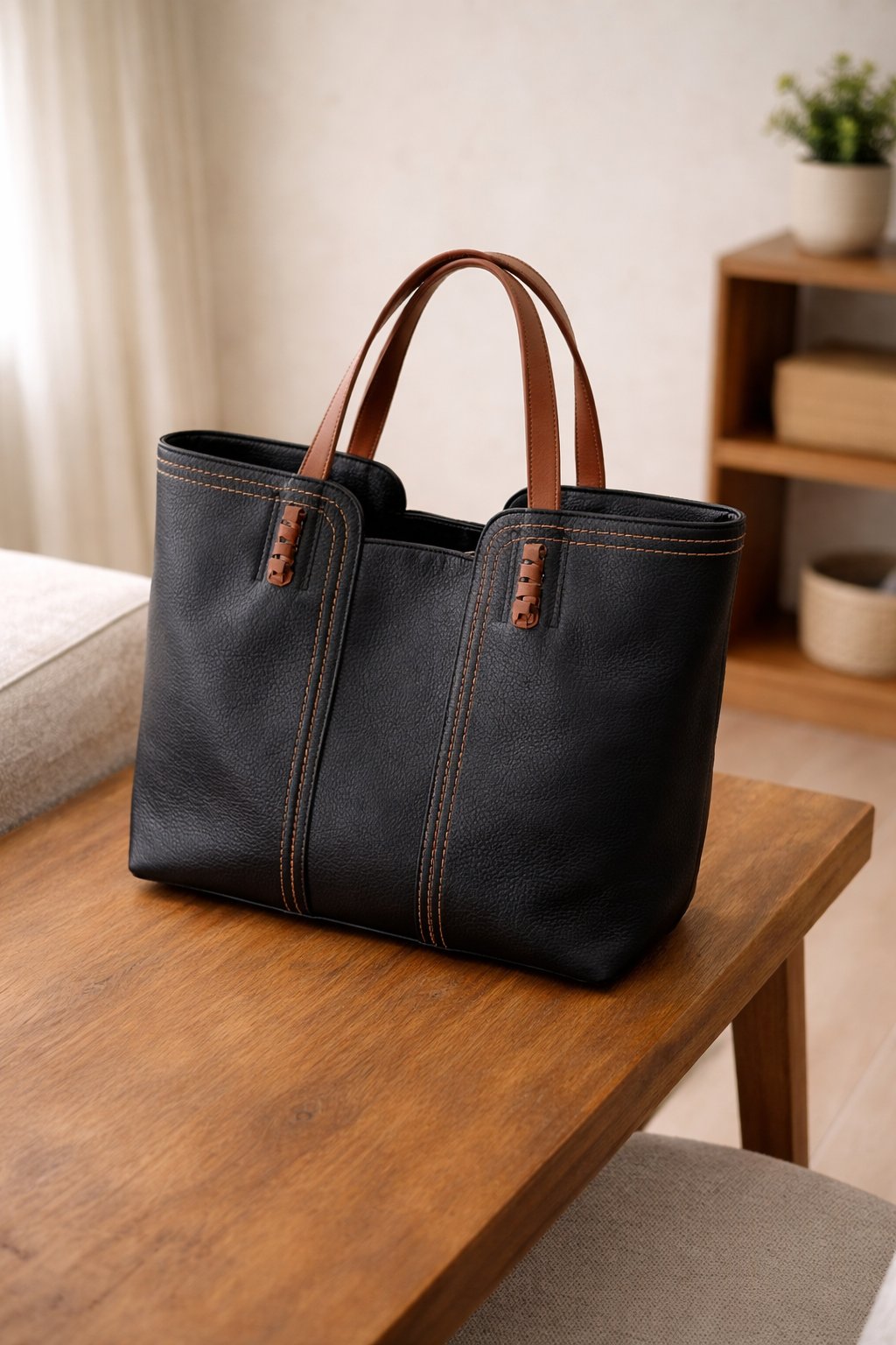Women's tote bag structured silhouette soft
