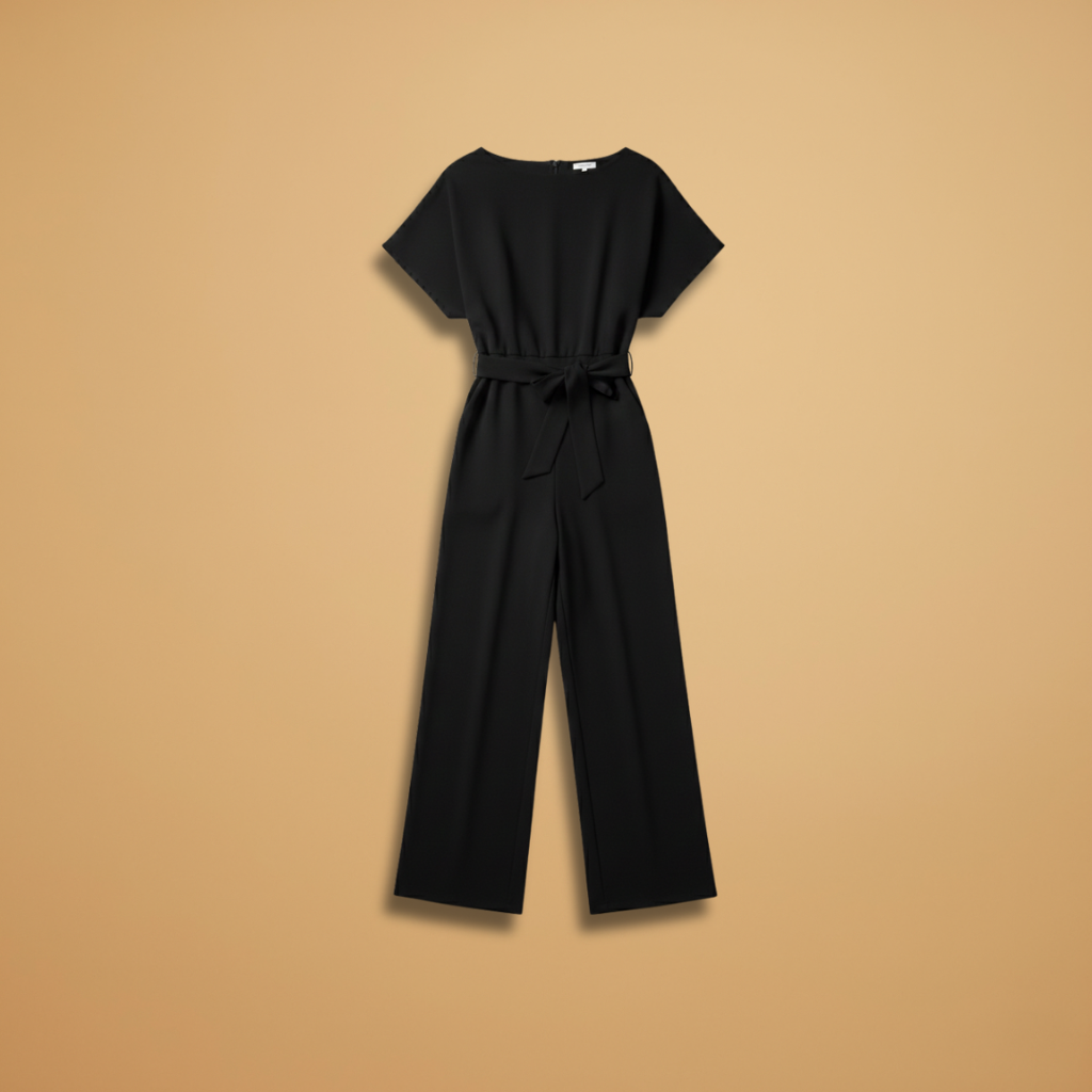 Women's one-piece jumpsuit - wide leg shirt suit with adjustable tie belt | daily