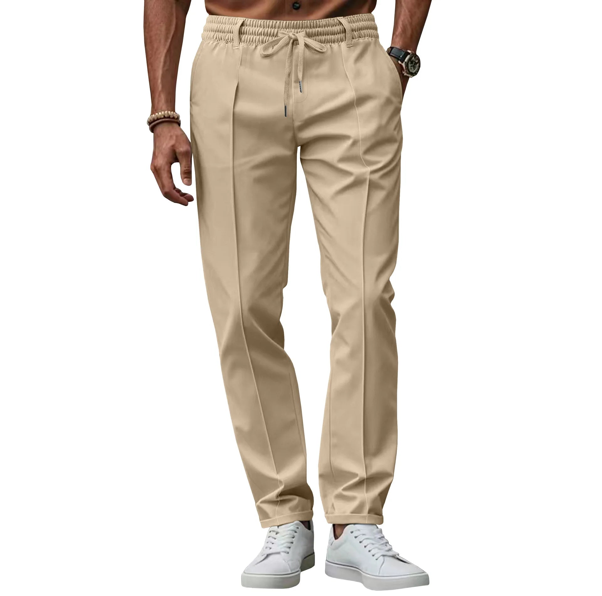 Men's slim fit business trousers elastic waist