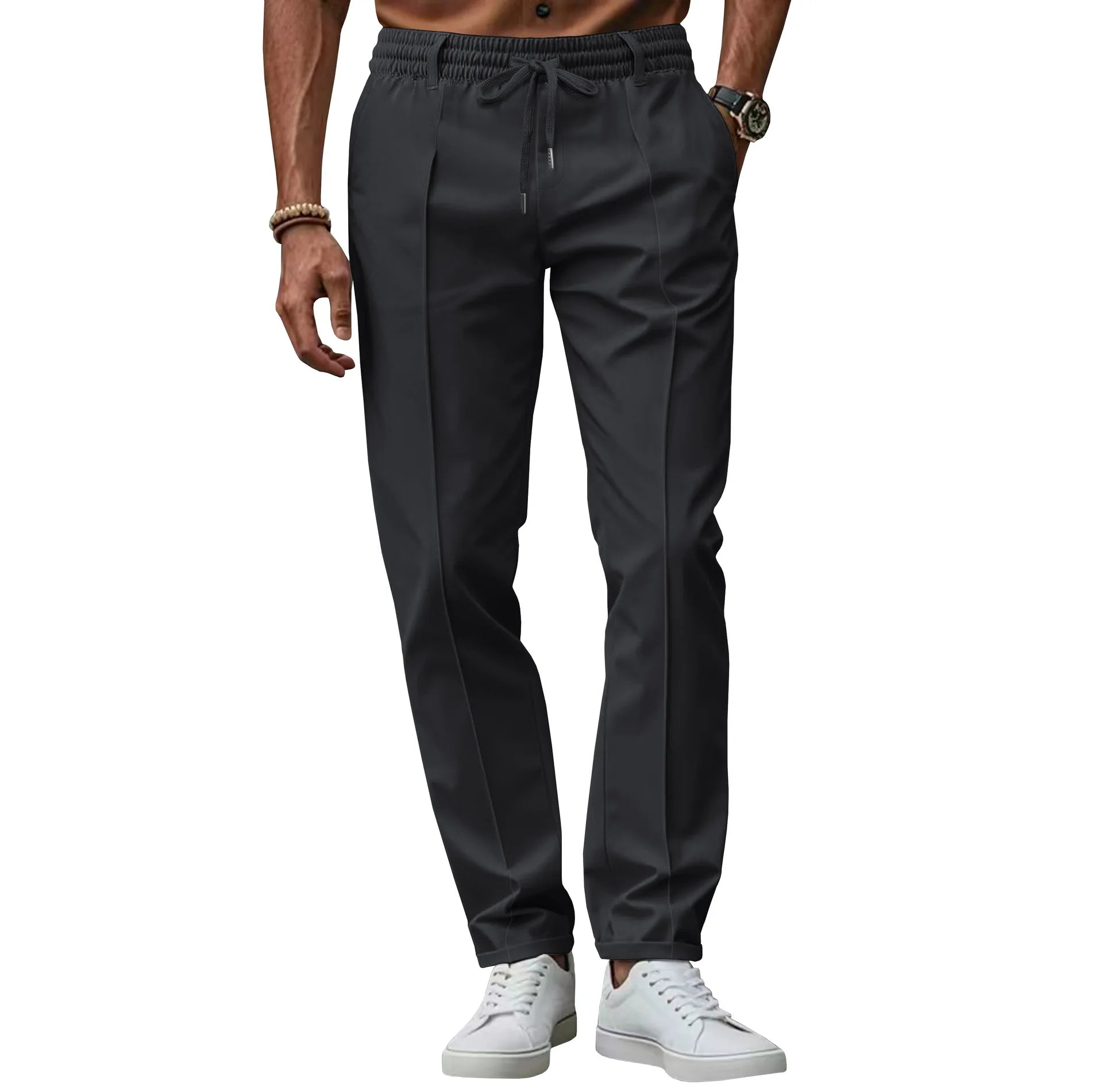 Men's slim fit business trousers elastic waist