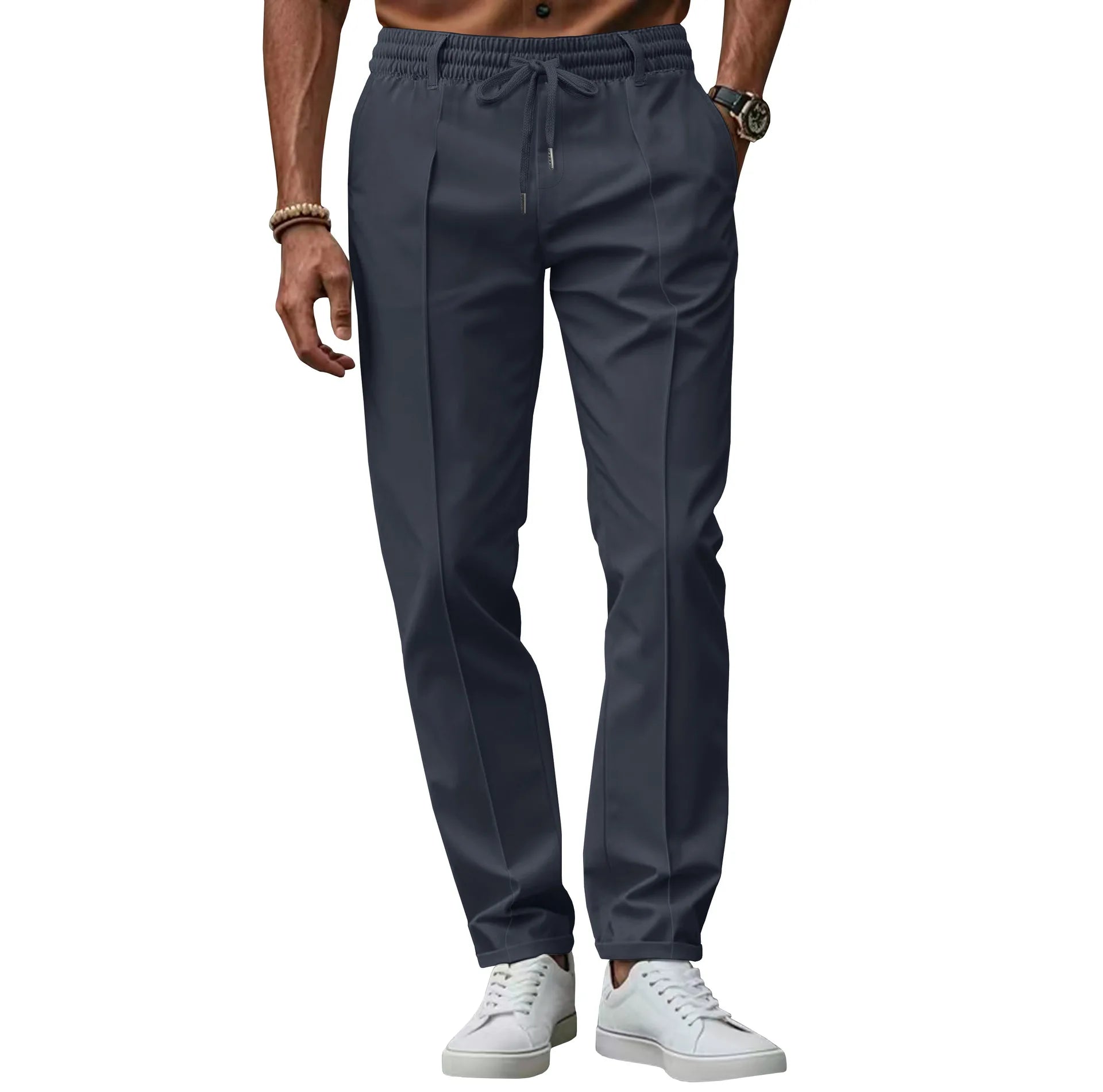 Men's slim fit business trousers elastic waist