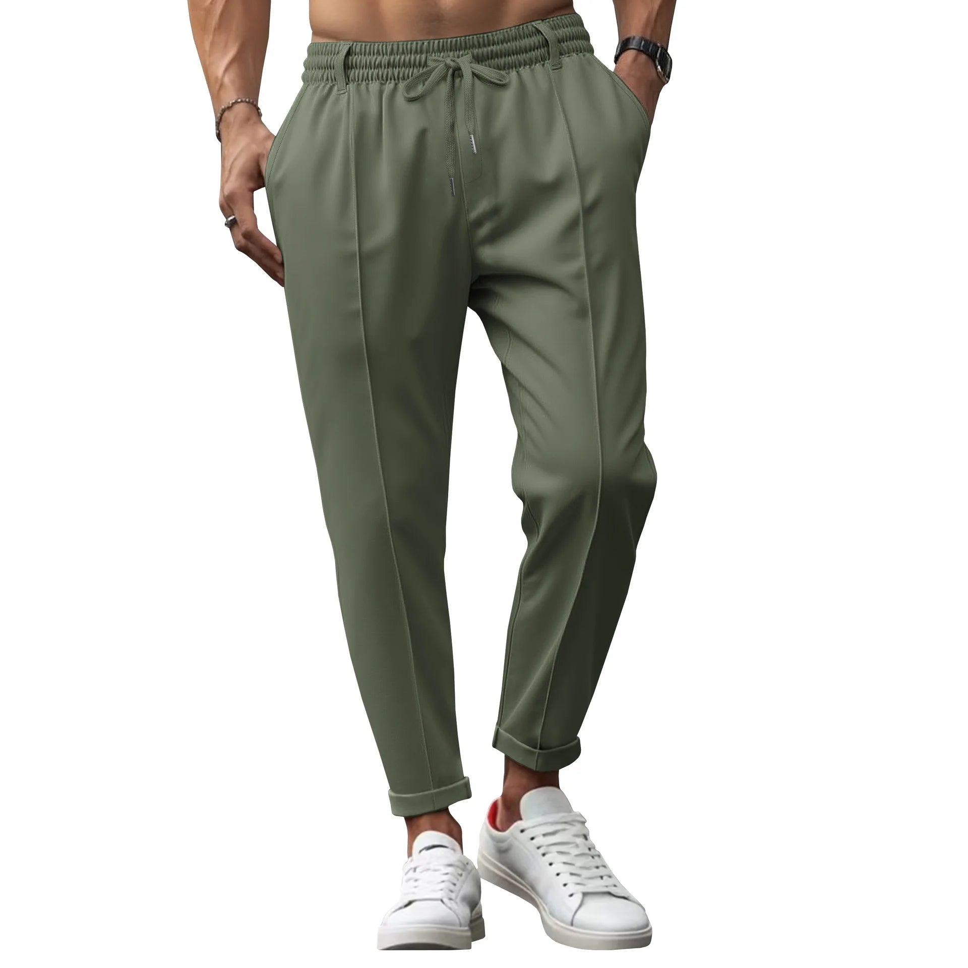Men's slim fit business trousers elastic waist